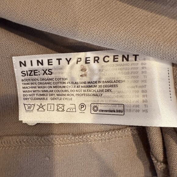 NEW! NINETY PERCENT Organic Cotton Crop Crew Button Neck Top Pebble OverSized XS - Picture 7 of 14